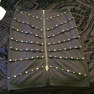 G Black Pencil skirt with metal/silver adornments